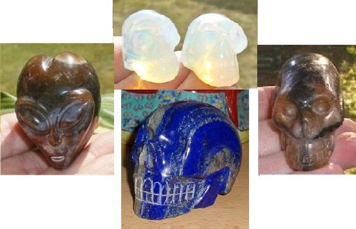 Kristallschädel Sardonyx Lapislazuli Kreuzstein Chiastolith Opalith