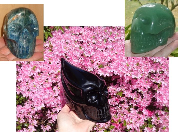 schwarzer Obsidian Traveller Kristallschädel 2,39 kg grüner Aventurin 500 g Apatit 400 g schwarzer Obsidian Traveller Kristallschädel 2,39 kg grüner Aventurin 500 g Apatit 400 g