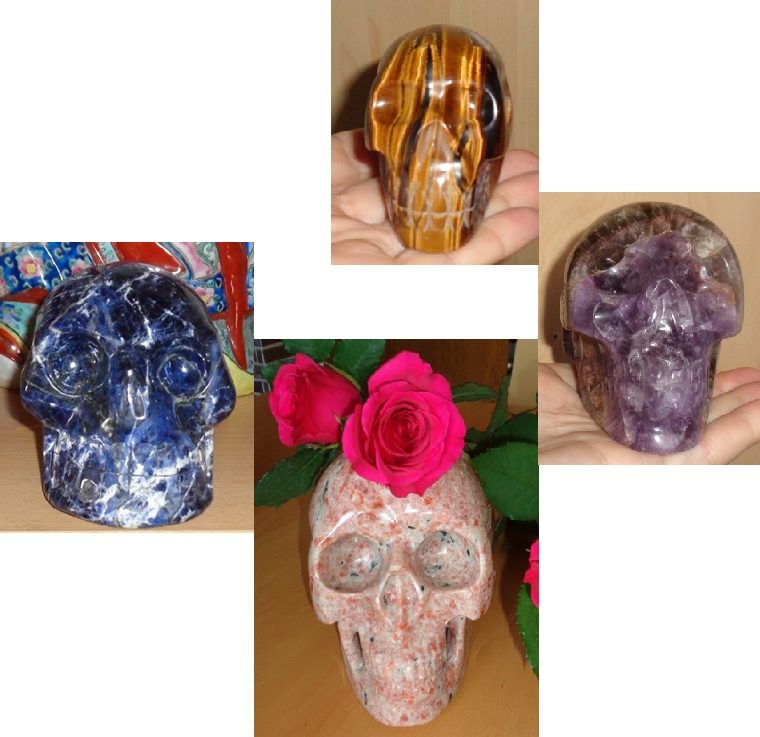 großer Sodalith Kristallschädel 2,1 kg Sonnenstein 4,78 kg Tigerauge Super Seven