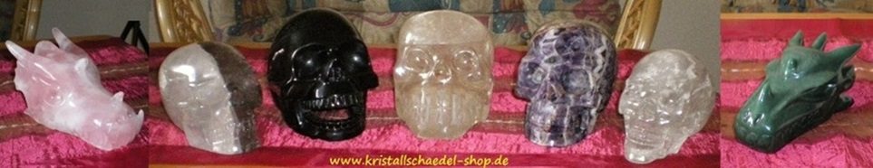 Kristallschädel Bergkristall Rauchquarz Amethyst Obsidian, Drache Rosenquarz Aventurin